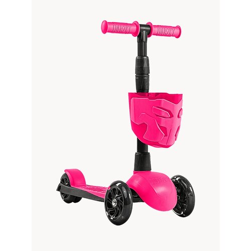 Самокат детский ! Дерзкий BOSS Стайл, 3-6 лет с корзинкой и фонариком.