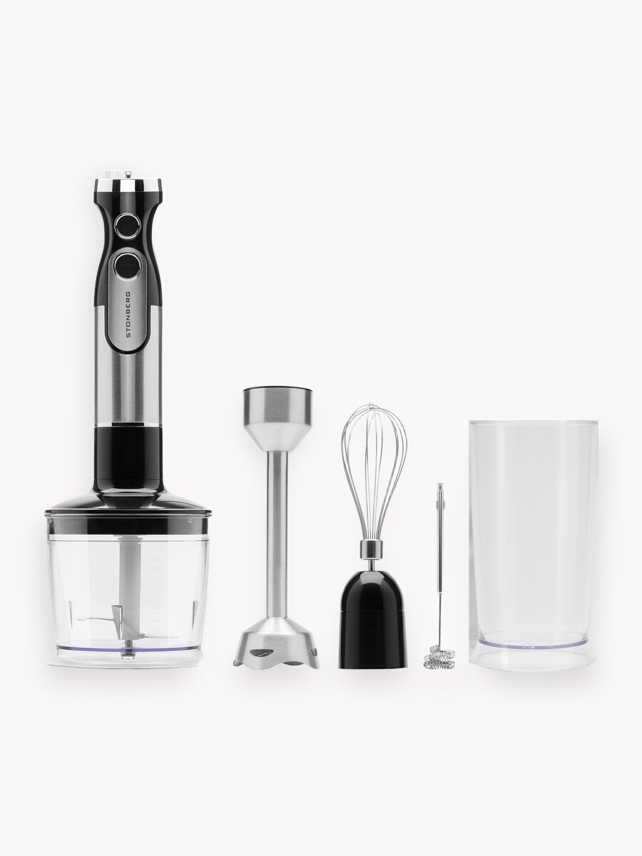 Блендер погружной Stonberg "Puls Tech" B300, 5в1, 17 скоростей, 1500Вт, механический, защита от перегрузки