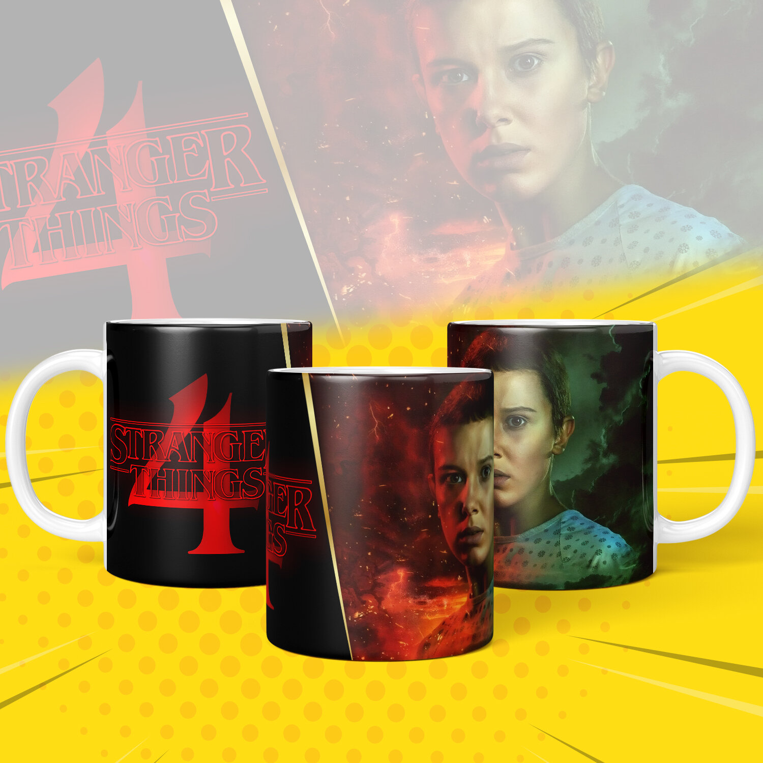 Кружка, "Очень Странные Дела", персонажи сериала "Strenger Things 4" яркий принт 330 мл, 1 шт
