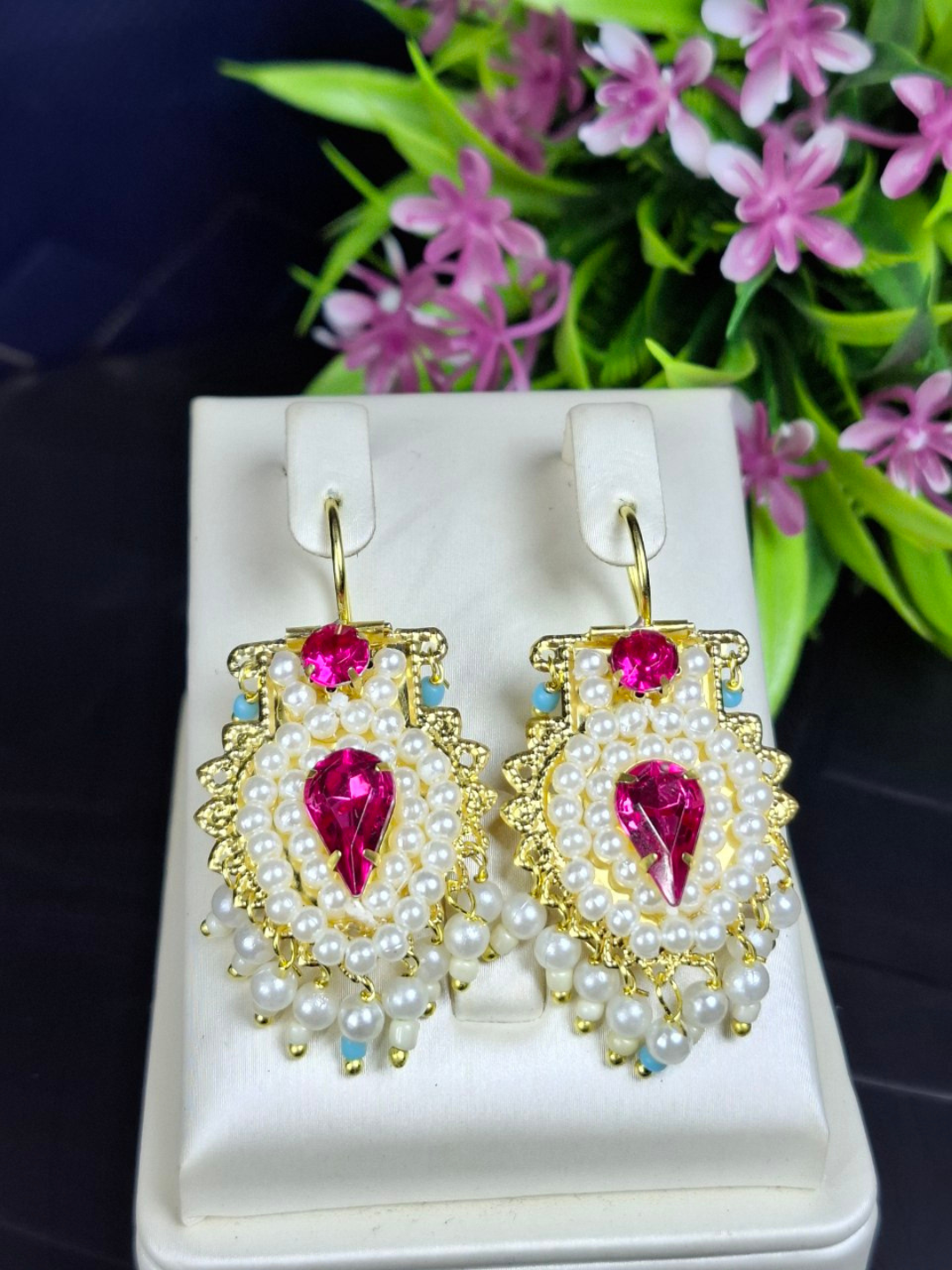 Серьги, размер 50 мм, розовый — фото 1