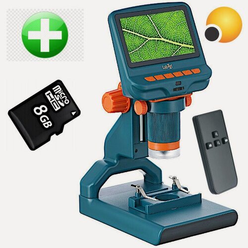 Изображение товара Микроскоп цифровой Levenhuk LabZZ DM200 LCD, с образцами, в подарок карта памяти microSD