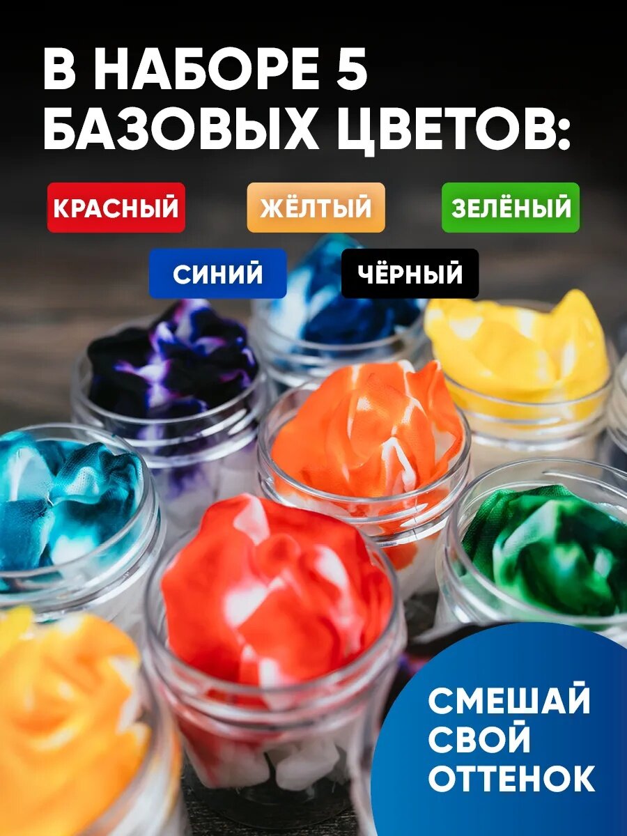 Краски по ткани Гамма "Батик-хобби", набор 5 цветов по 70 мл — фото 1