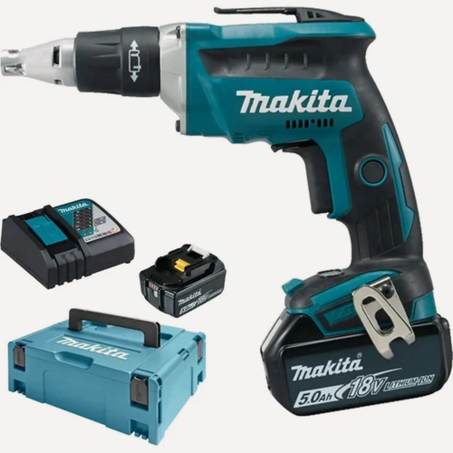 Изображение товара Аккумуляторный шуруповерт Makita DFS452RTJ, 18 В / 5,0 Ач, с 2 батареями и чехлом