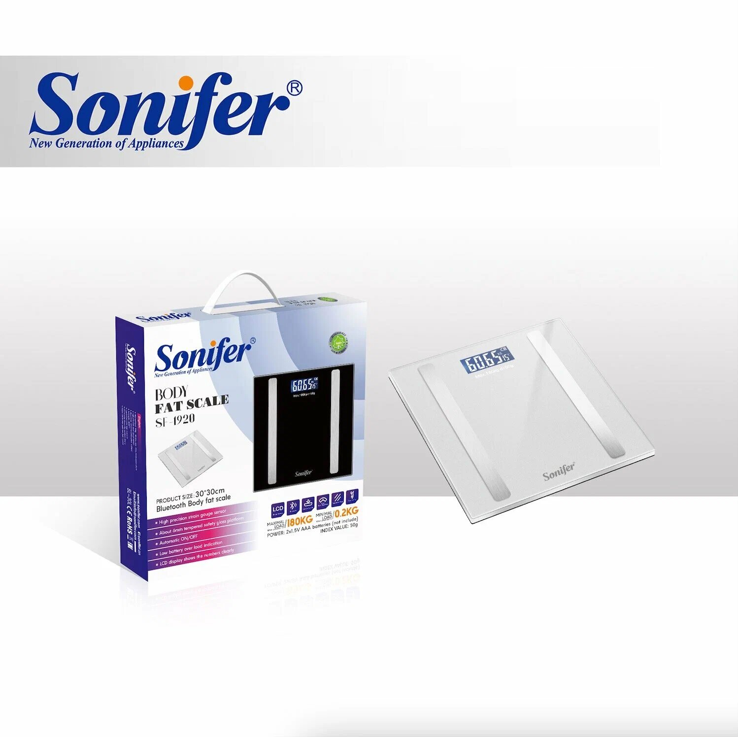 Smart Электронные весы Sonifer SF-1920, синхронизация со смартфоном, жироанализатор