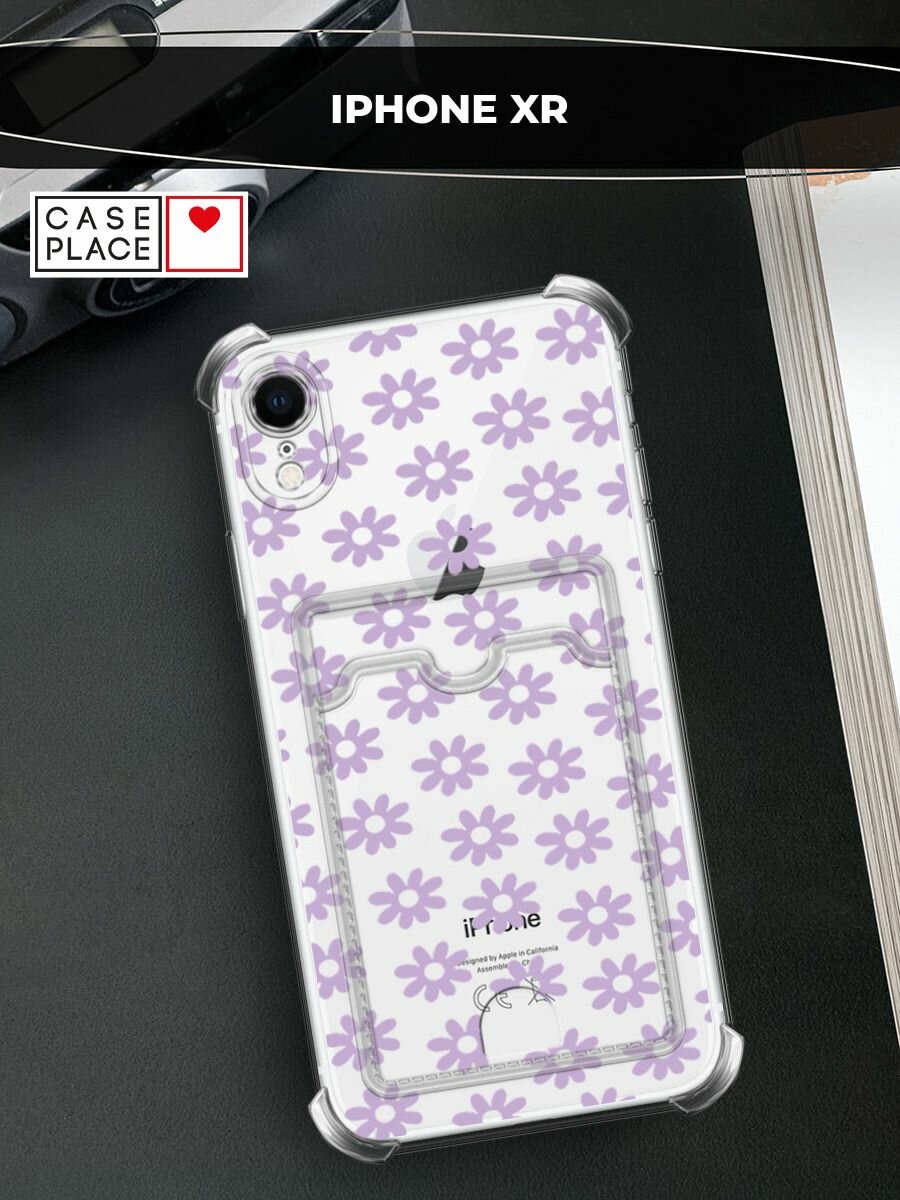 Чехол на Apple iPhone XR (Айфон XR) с картой и принтом Розовый цветочный узор