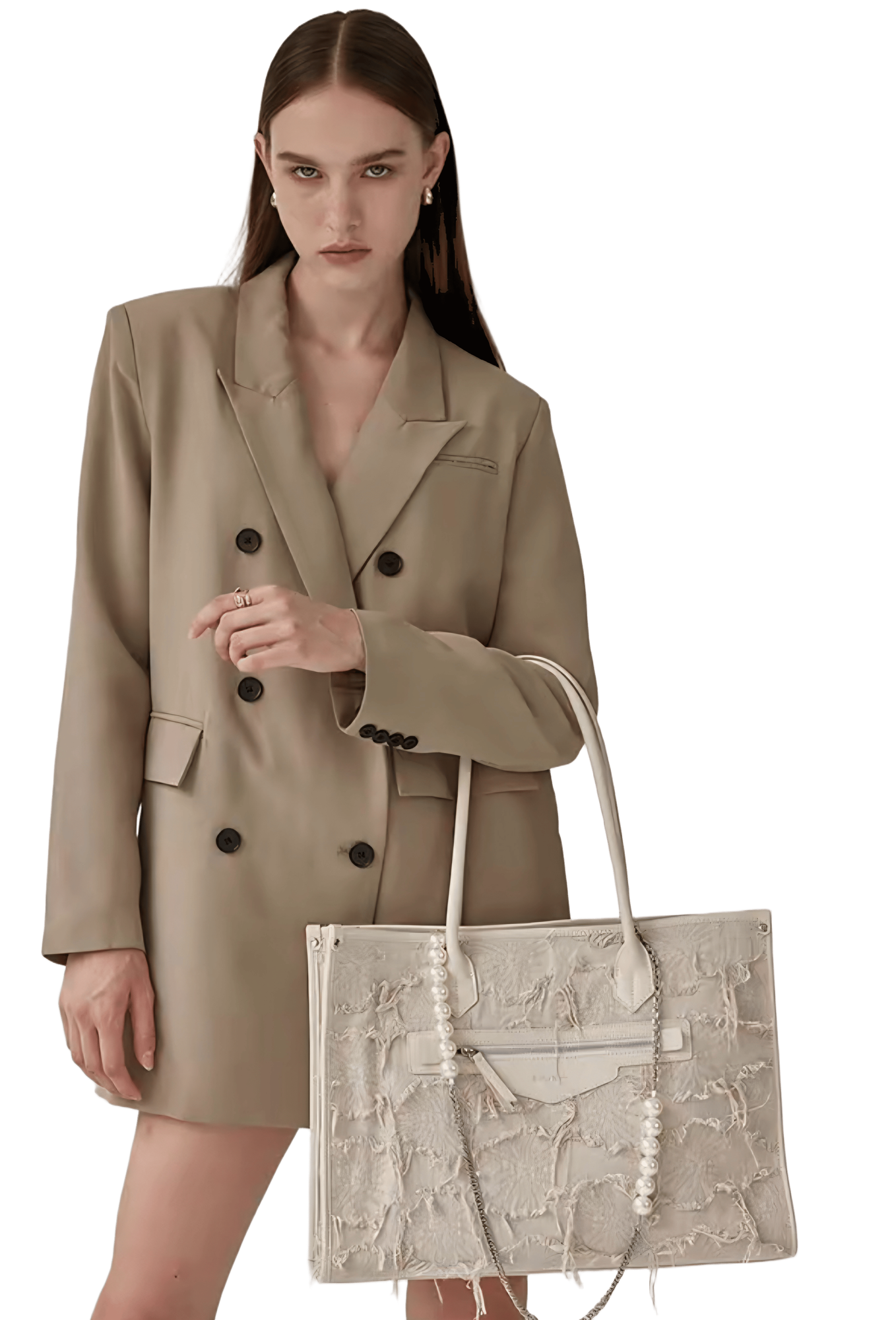 Сумка тоут  из натуральной кожи, фактура гладкая, белый — фото 1