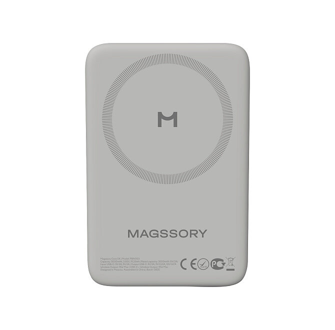 Беспроводной внешний аккумулятор Magssory Core 5K, 5000 мАч, 15W, совместимый с MagSafe, PBN003 silver