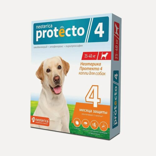 Изображение товара Капли от клещей и блох Neoterica Protecto для собак 25-40 кг2 пипетки