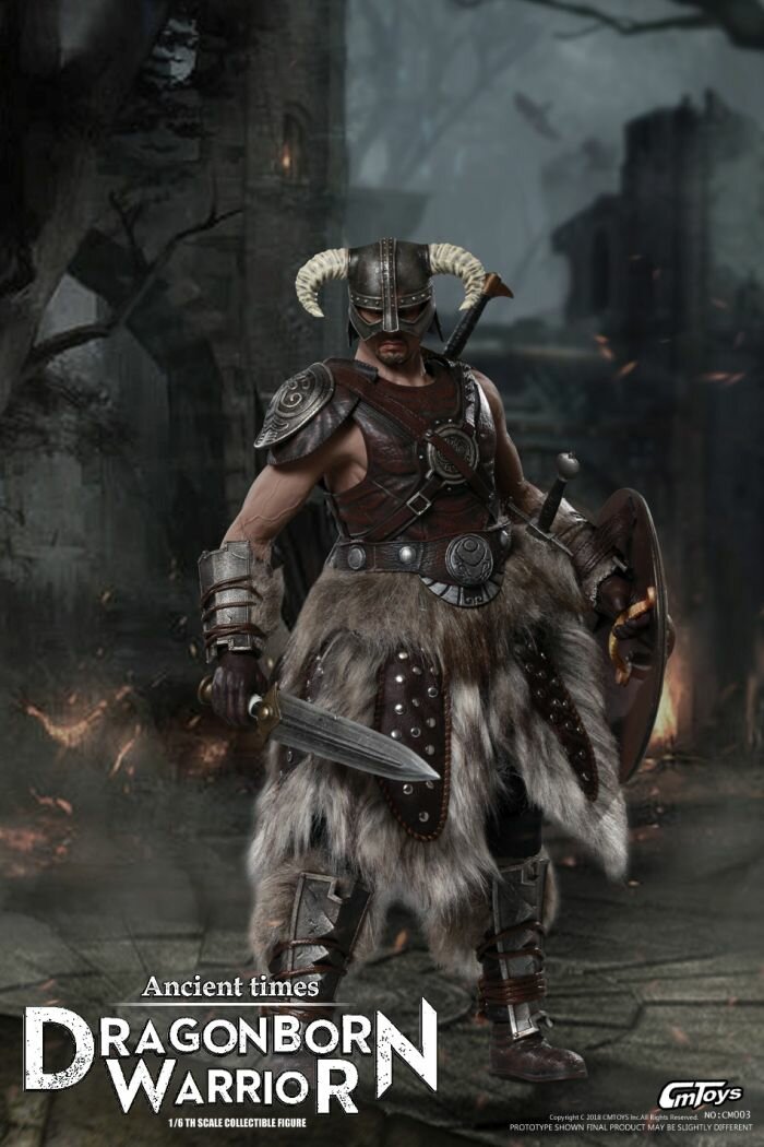 CmToys 1/6 Skyrim Dragonborn Dovahkiin 12", броня, оружие, щит, подставка