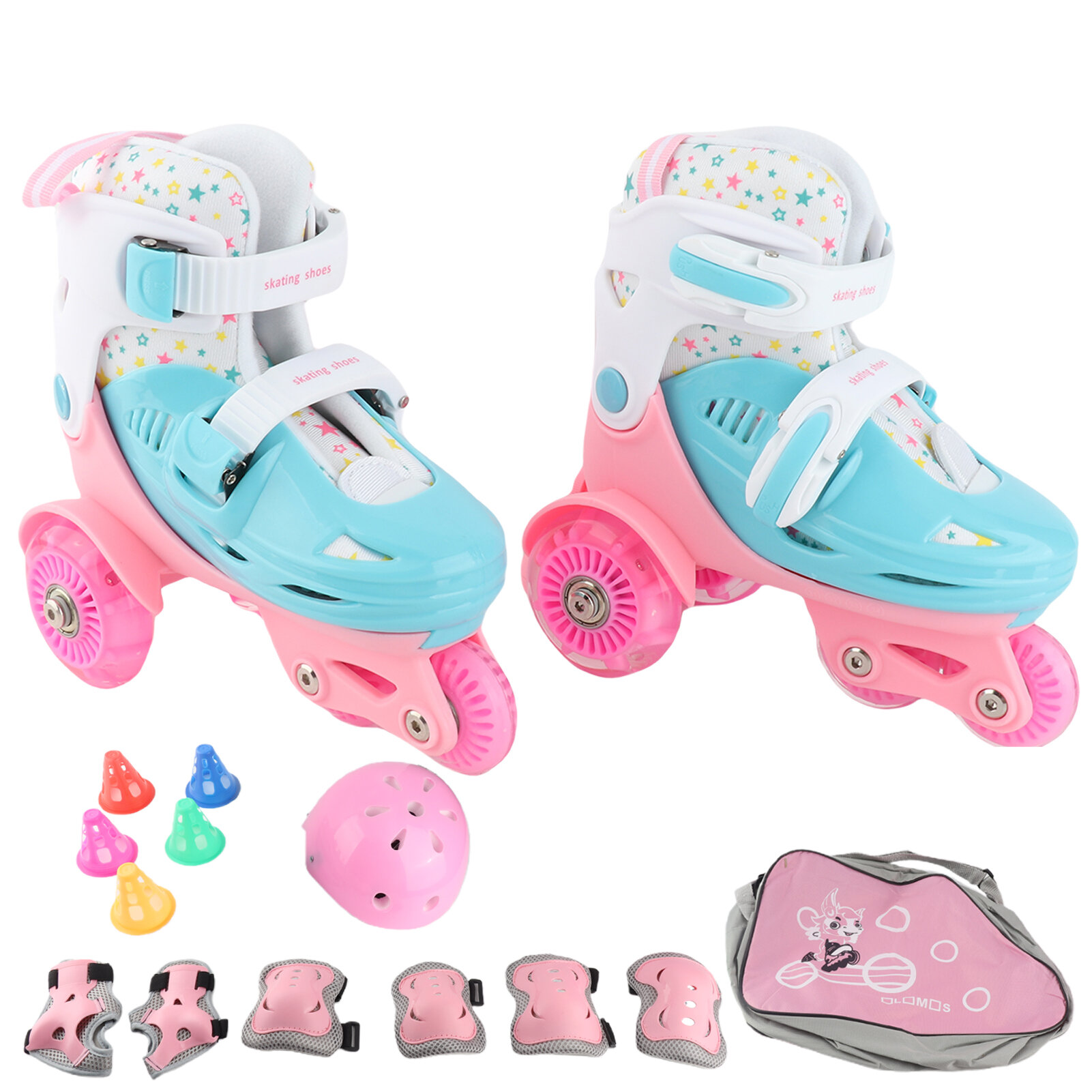 Набор роликовых коньков Flash Skating Shoes для детей с рюкзаком, защитой и 4 размерами, для начинающих