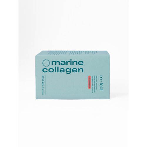 Морской коллаген порошок re-feel с клубникой и витамином C, для сияющей кожи и волос, для суставов и связок 15 стиков