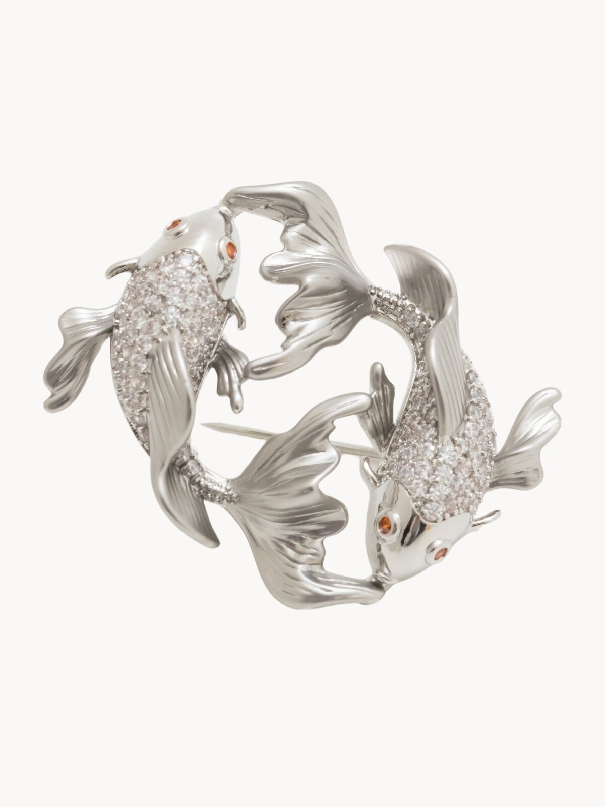 Брошь ЖемАрт, кристалл, 1 шт., серебряный, оранжевый