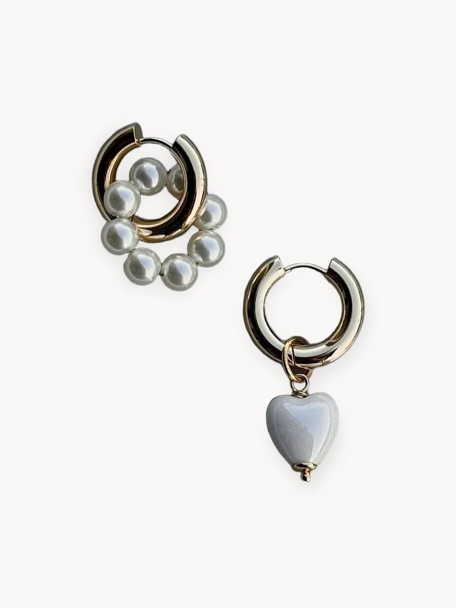 Серьги конго, жемчуг имитация, керамика