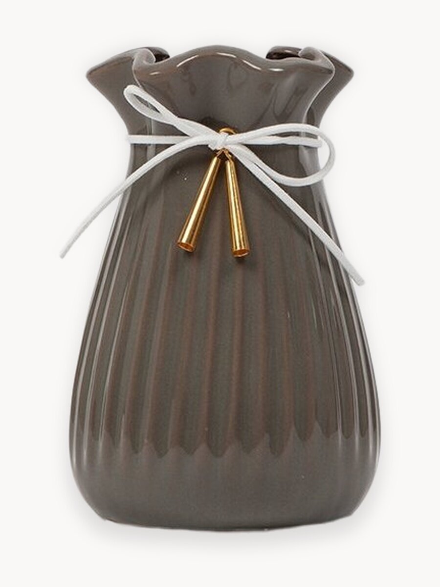 Ваза IsmatVM-99 Decor, керамика, настольная, серая, 14см х 8см