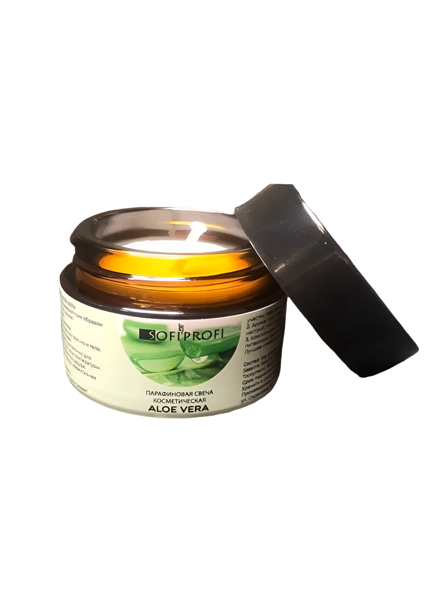 Парафиновая свеча косметическая Aloe Vera Sofiprofi Cosmetic Paraffin Candle Aloe Vera, 30 мл