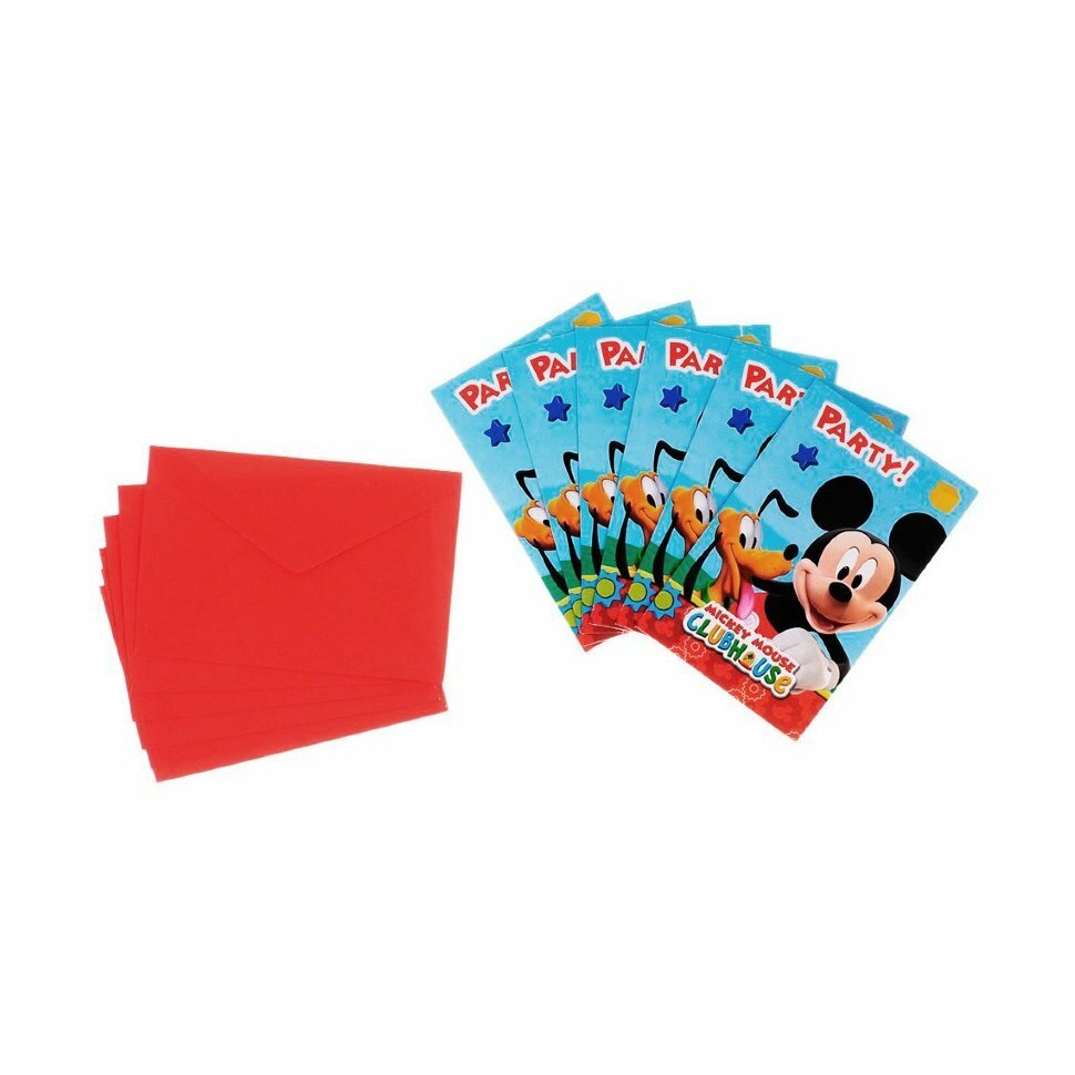 Приглашения в конвертах Procos Веселый Микки, 6 шт.