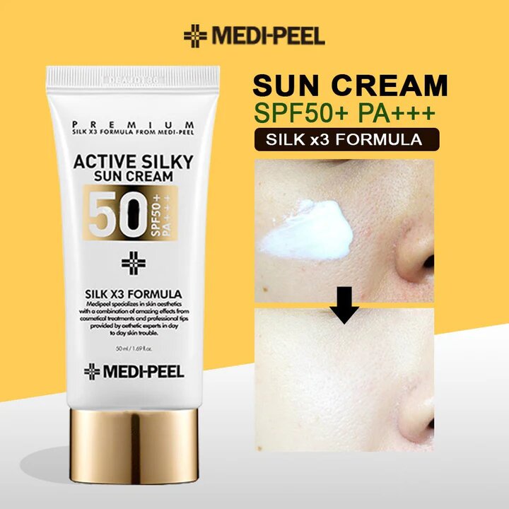 Солнцезащитный крем SILK X3 Active Silky Sun Cream, SPF 50+, PA+++, шелковистая формула — фото 1