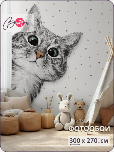 Изображение товара Фотообои на стену флизелиновые 3d Детские Котенок 300х270 см Bartonwall K324_W