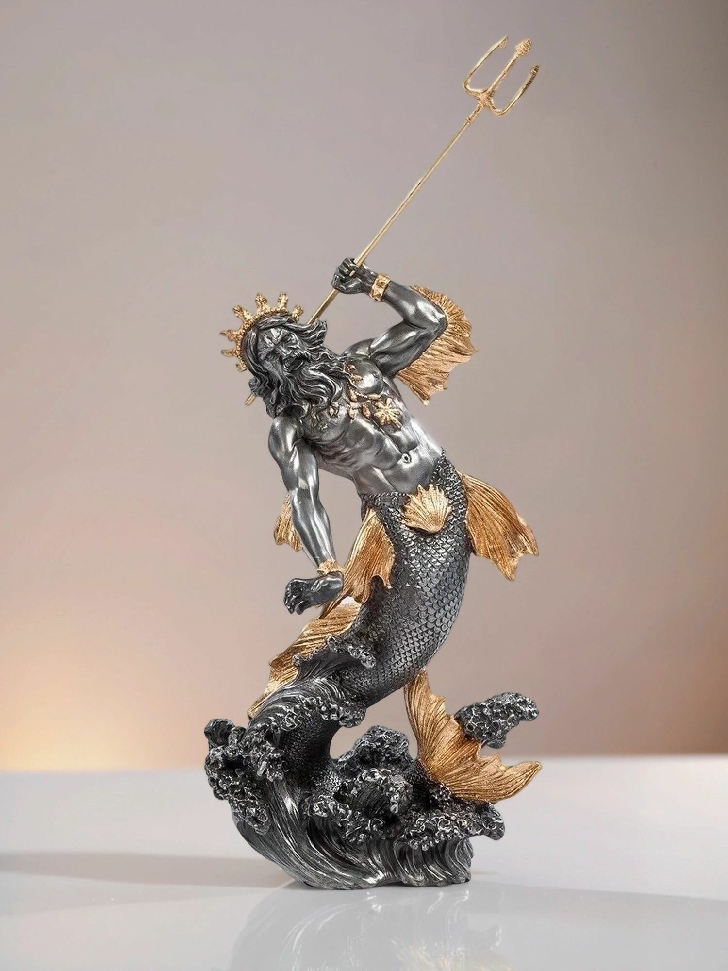 Статуэтка Посейдон - бог морей, 13*17*32 см, материал полистоун — фото 1