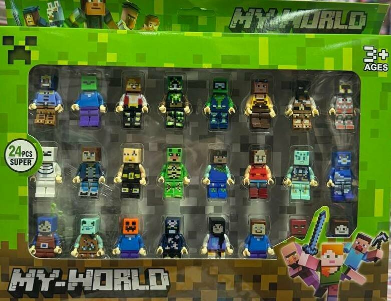 Игровой набор "Minecraft", 24 фигурки и аксессуары, разноцветные, 5 см