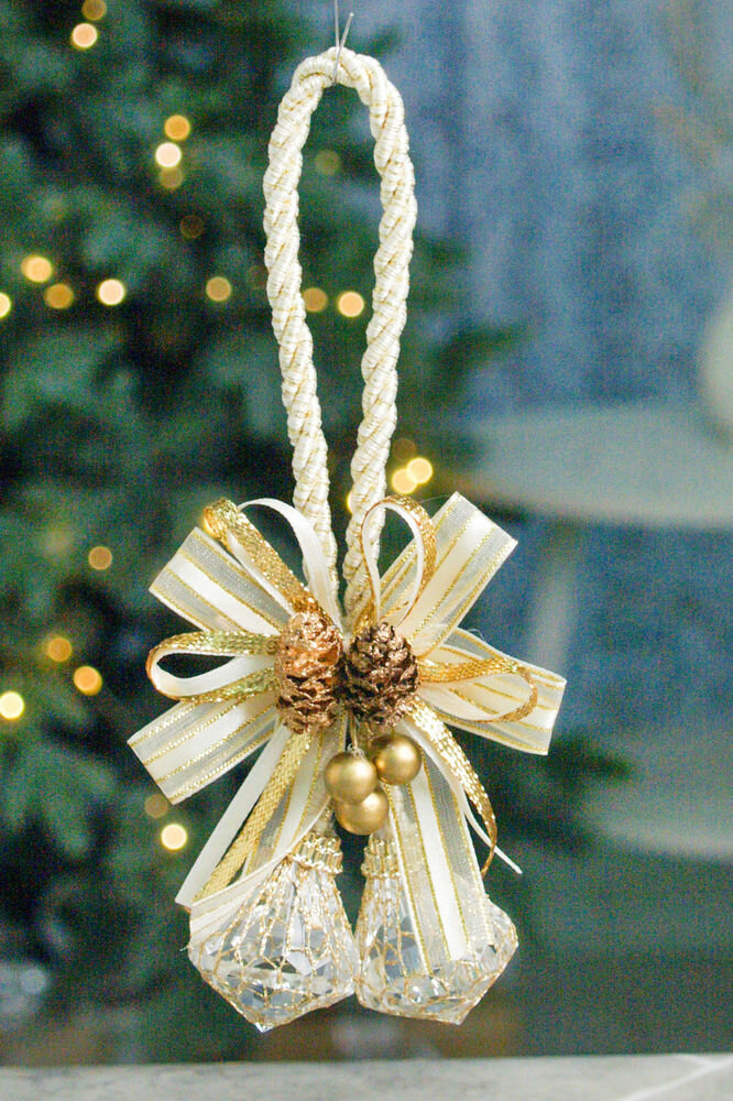 Ёлочное украшение подвеска С шариками, акрил, золотистая, 15 см, разные модели, Forest Market 151625