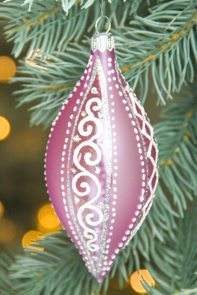Ёлочная подвеска кружевница сиреневая, 130 мм, Елочка С2015-сир