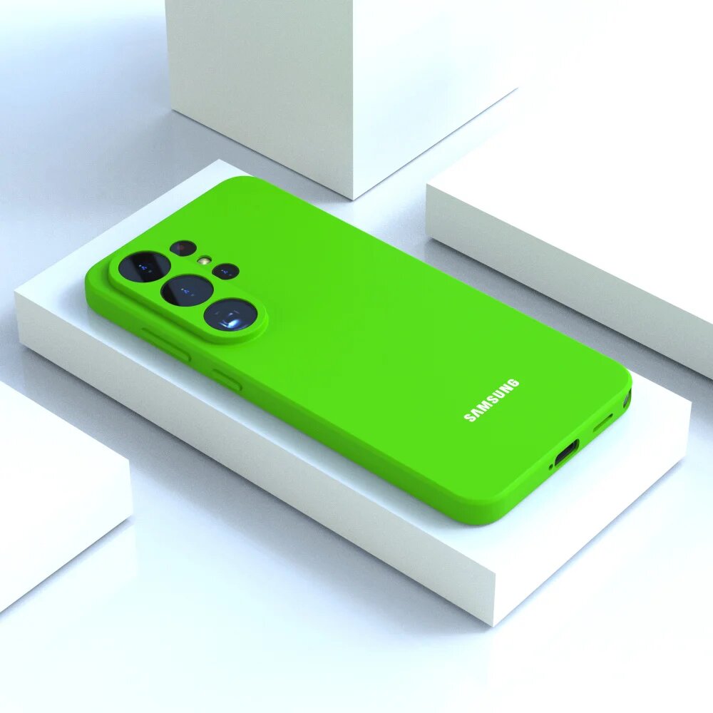 Чехол из жидкого силикона для Samsung Galaxy S26 Ultra, S25 FE, S24 Plus, Зеленый, Green, For S24FE