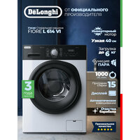 Стиральная машина автомат DeLonghi FIORE L 614 VI (2025), узкая, загрузка 6 кг, функция пара, инвертор, LED дисплей