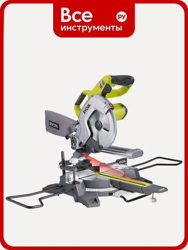 Изображение товара Торцовочная пила Ryobi EMS216L, 1500 Вт, с подсветкой, лазерным направлением, глубиной реза и защитным кожухом