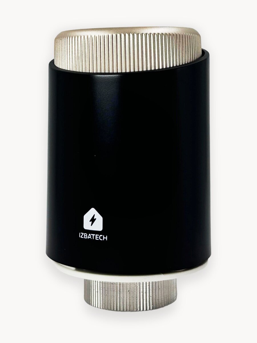 Умный Zigbee терморегулятор/термоголовка на радиатор, термостат для батареи отопления с LED экраном, черный