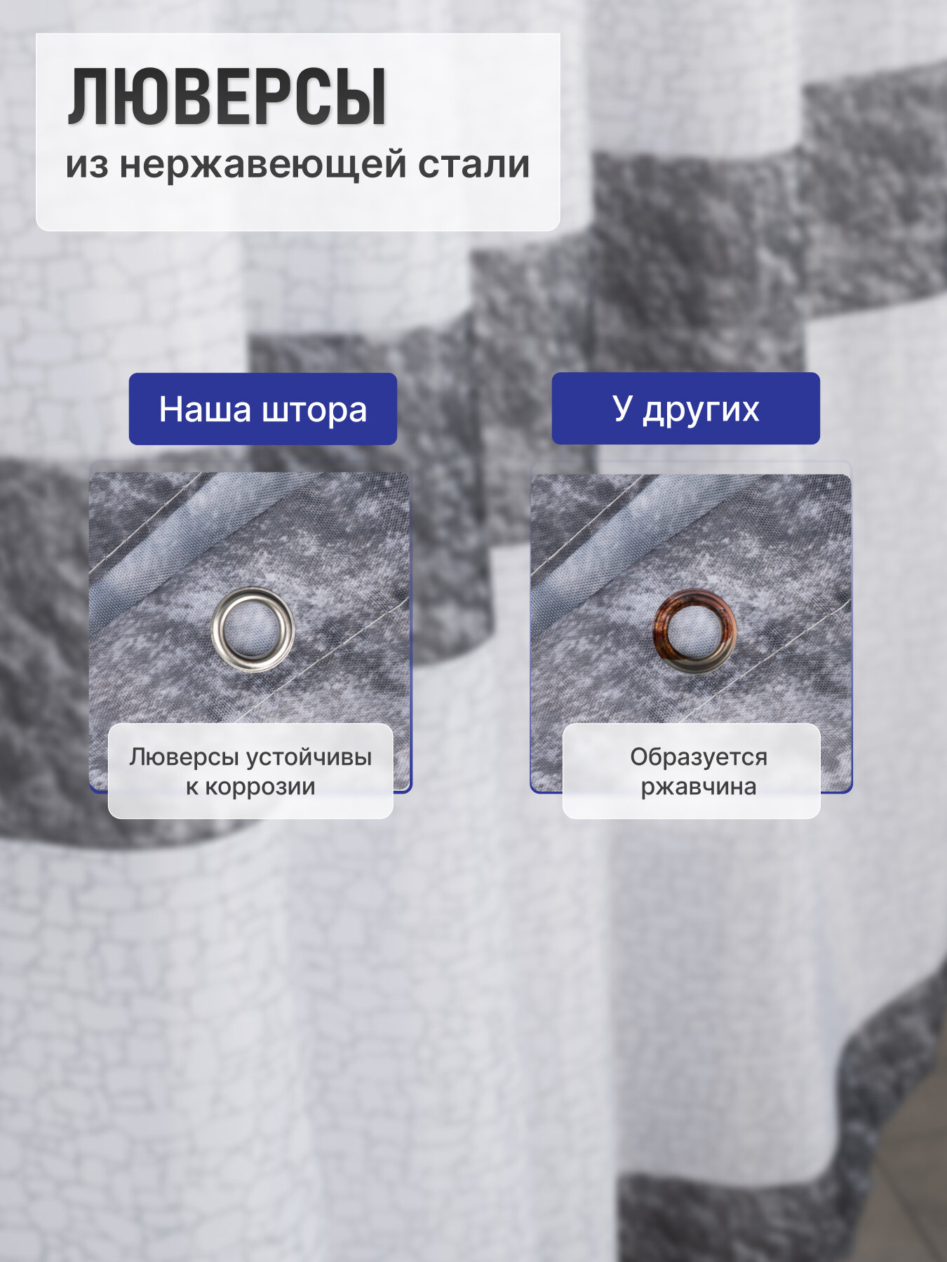 Шторка для ванны Fora STONE BLACK, полиэстер, 180x180см, белая, черная — фото 1