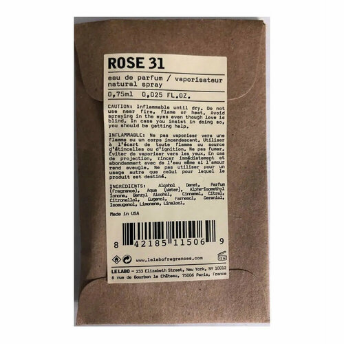 фото Парфюмерная вода le labo rose 31 миниатюра 0.75 мл / пробник духов ле лабо роза 31