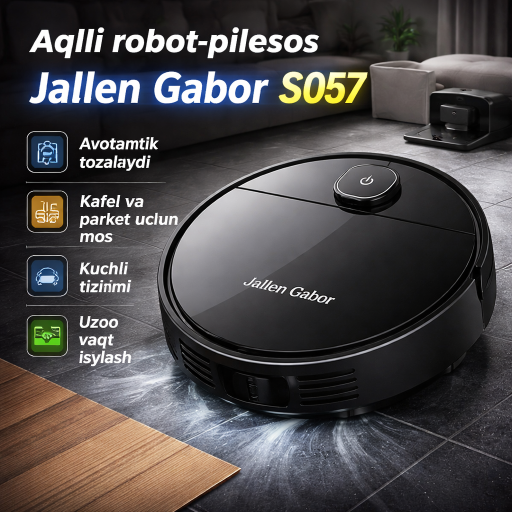 Умный робот-пылесос Jallen Gabor S057 для автоматической уборки кафеля и паркета