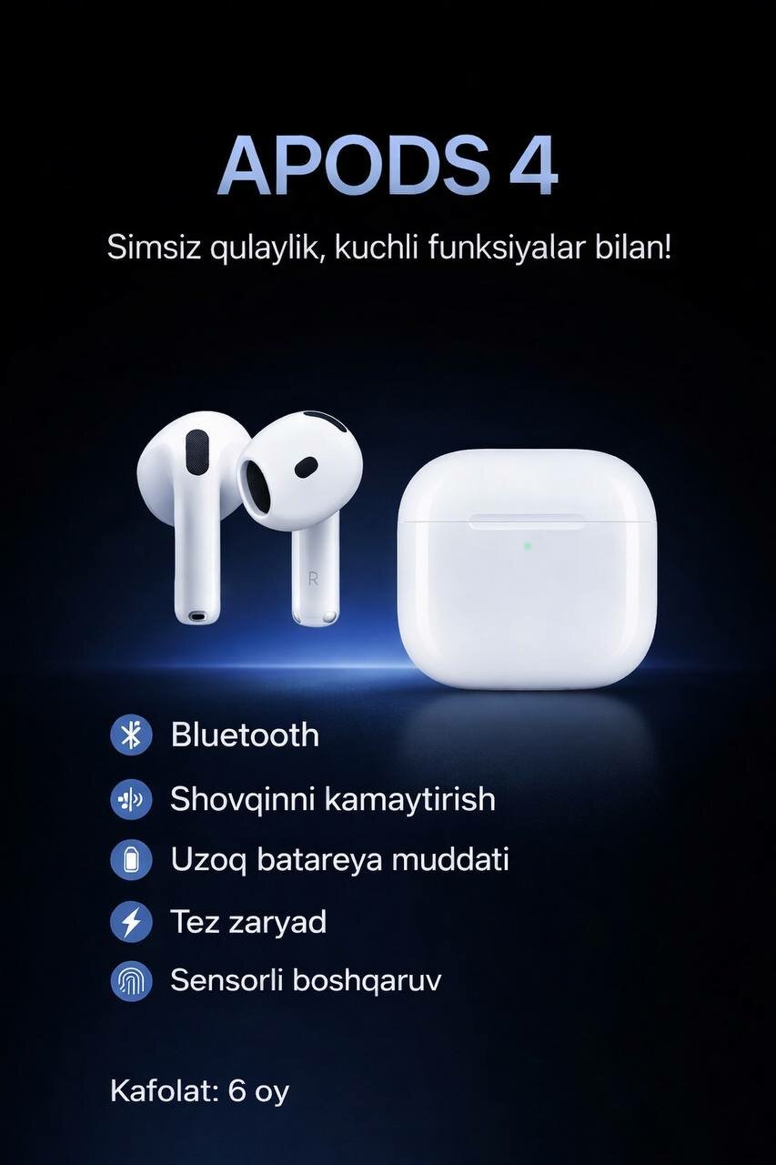 Беспроводные наушники Air Pods 4 (чип Hi-Fi), наушники премиум-класса для iPhone и Android, Airpod, Airpods