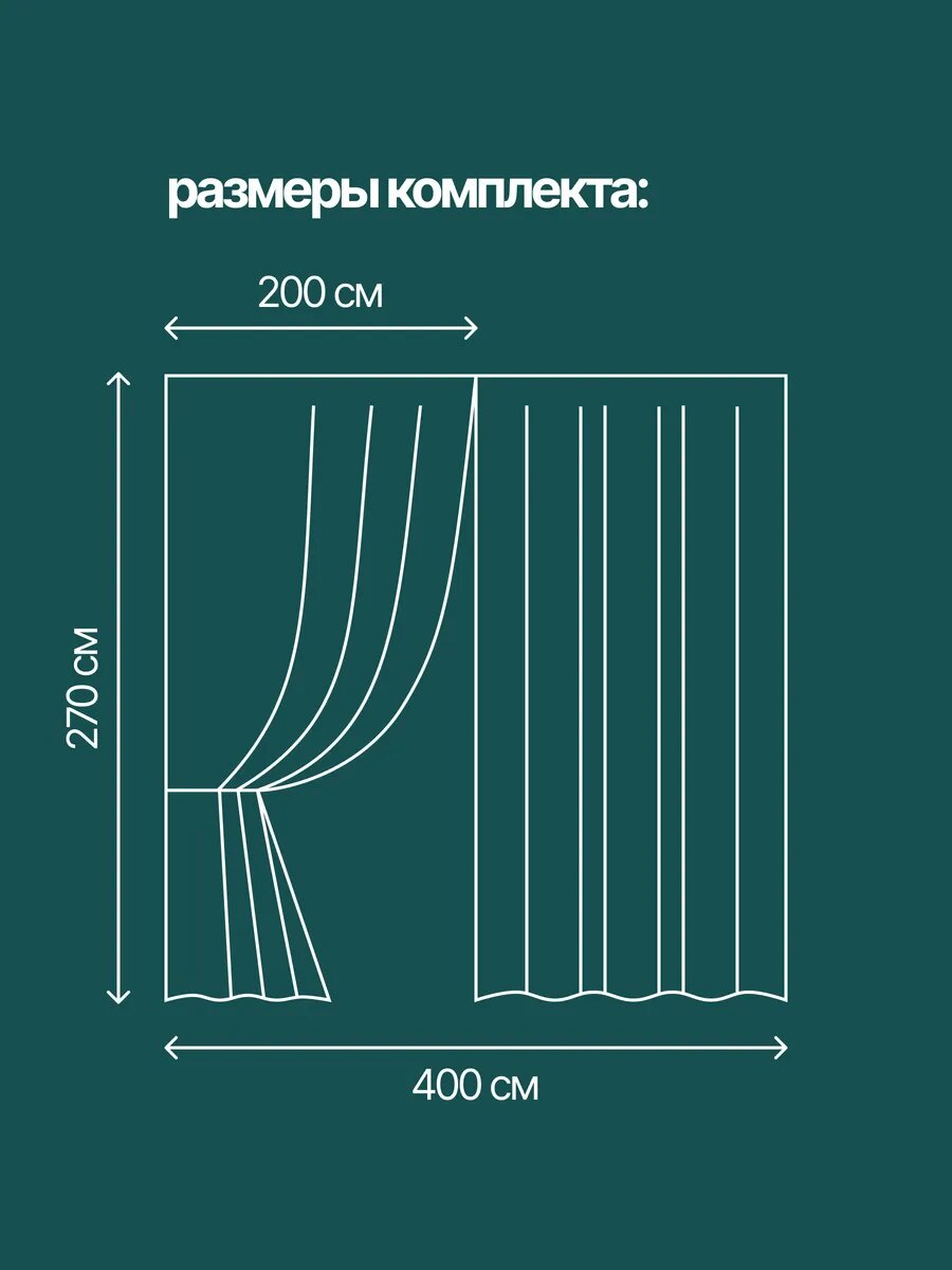 Шторы блэкаут, цвет "Изумрудный", плотные 2 шт, 200х270, светонепроницаемые для спальни и гостиной — фото 1