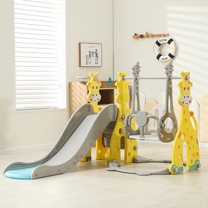 Детский комплекс Oubaoloon "Жирафик", горка и качель, пластик