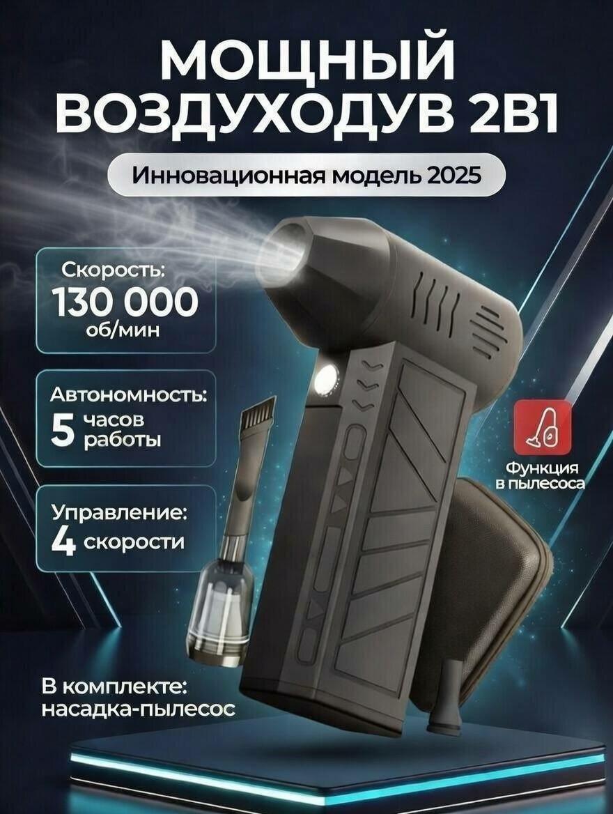 Воздуходувка аккумуляторная мощная, пылесос / ветродуйка с подсветкой /пылесос для авто / турбовенитилятор
