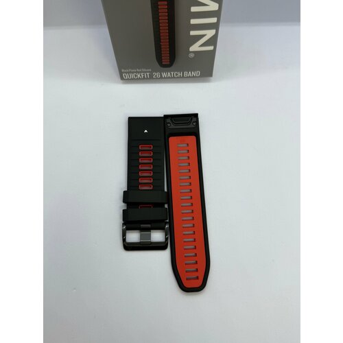 фото Сменный ремешок garmin quickfit 26 мм black/flame red из гипоаллергенного силикона, черно-красный 010-13281-06