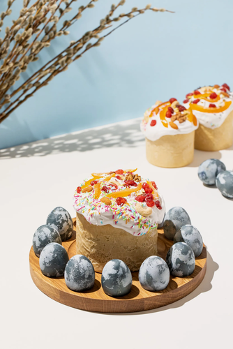 Изображение товара Подставка для кулича и 12 яиц пасхальная, дуб, 27х27 см, натуральный цвет