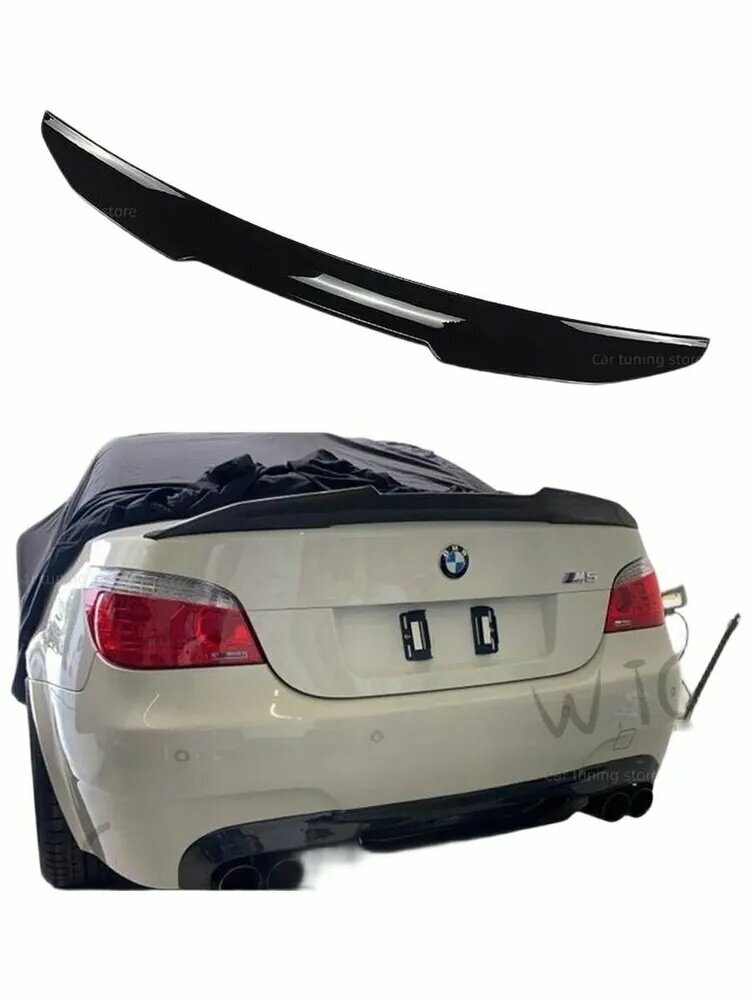 Задний спойлер в стиле PSM, комплект кузова для BMW 5 серии E60 520i 520d 530i 530d 535i M5 2003-2010, глянцевый черный/карбоновый вид