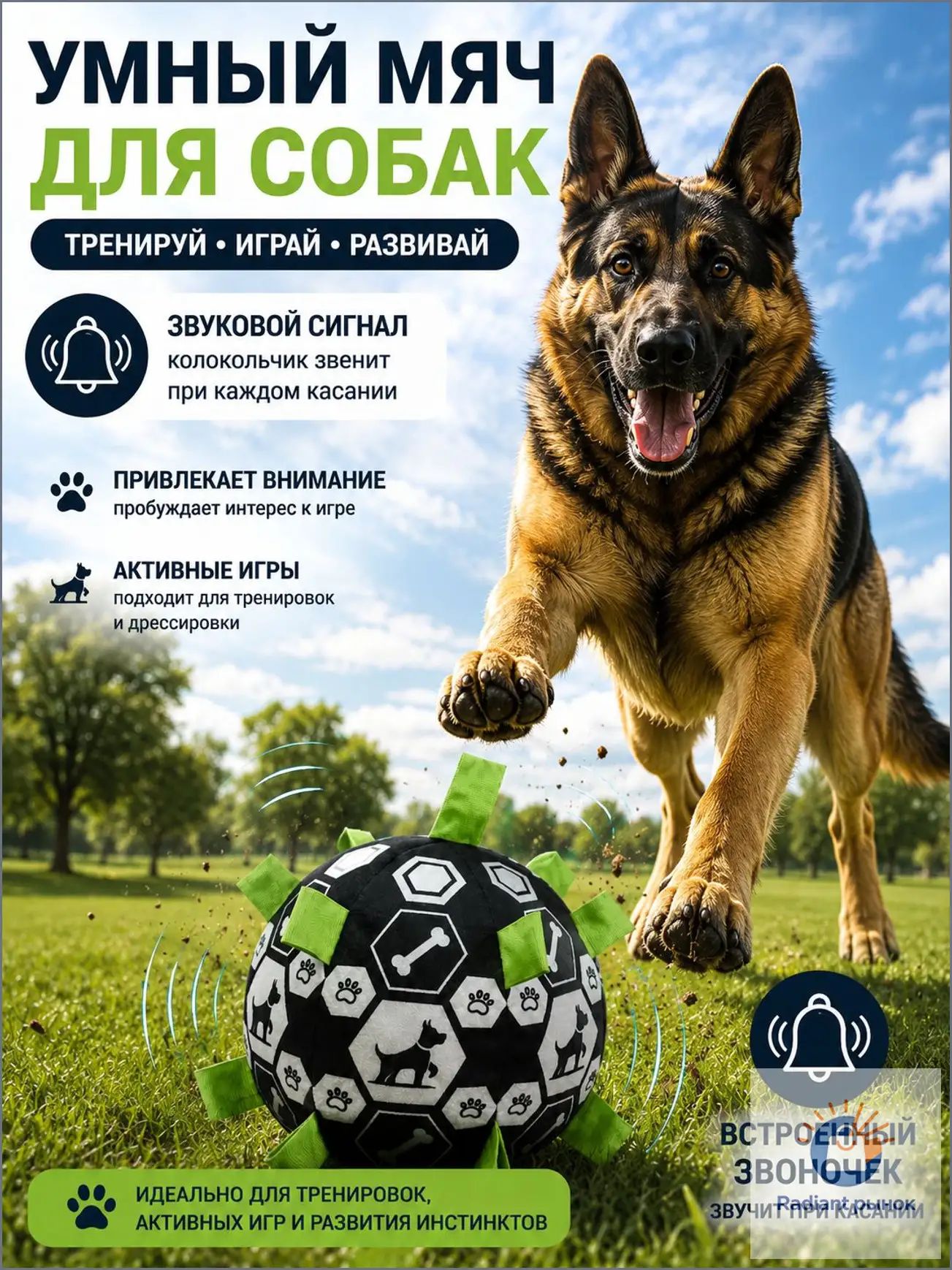 Игрушка для собак с колокольчиком, реагирует на прикосновение, Игрушки для питомцев