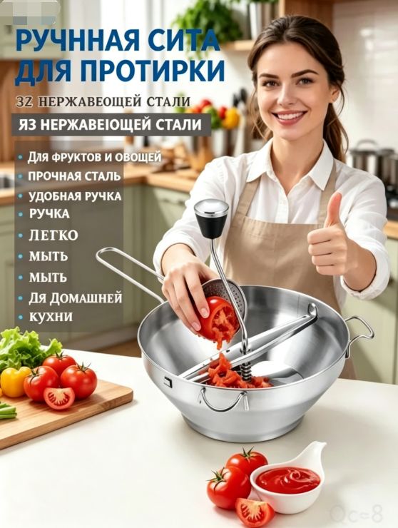 Протирка овощей, фруктов, ягод, диаметр 32.9 см, 1 предм.
