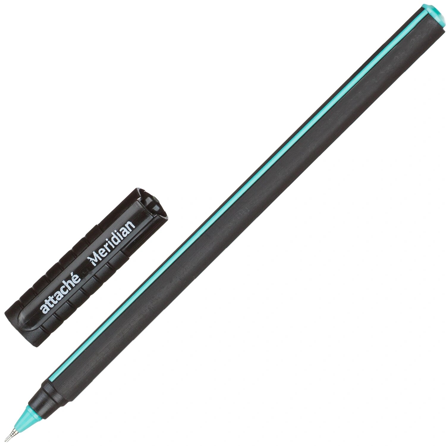Attache Ручка шариковая Attache Meridian синяя корпус soft touch (черно-бирюзовый корпус, толщина линии 0.35 мм)