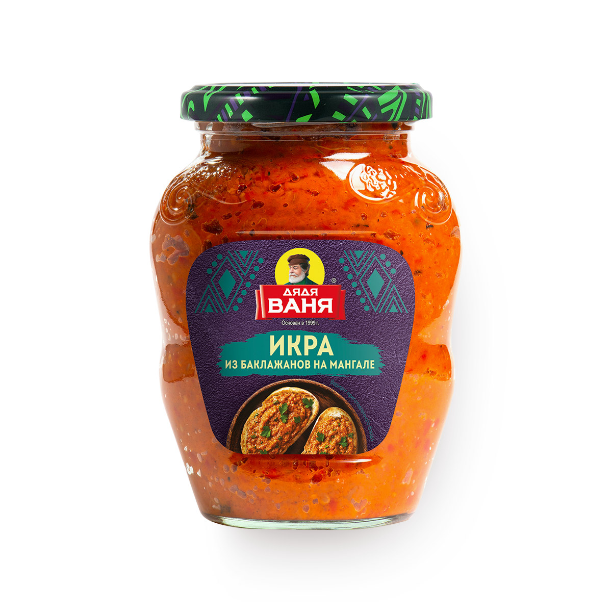 Икра из баклажанов Дядя Ваня "На мангале", стеклянная банка, 370 г