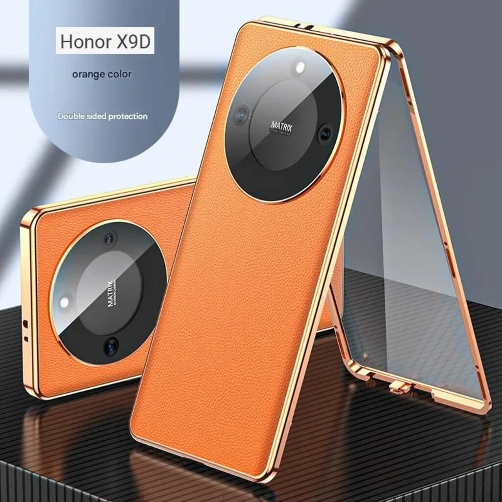 Чехол для телефона honor x9d имеет закаленное стекло и кожаную заднюю крышку, которая также защищает объектив камеры.