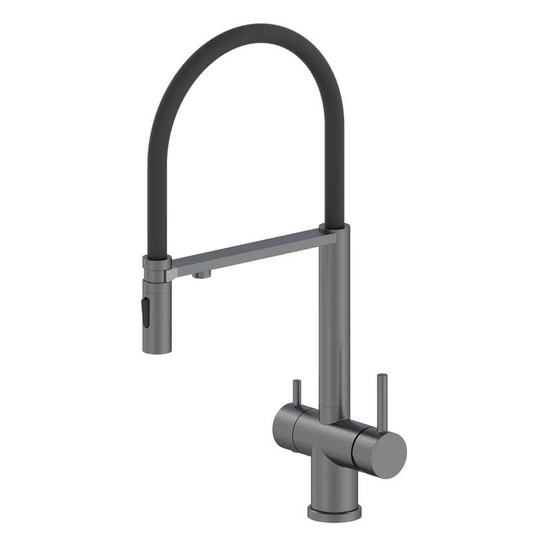 Смеситель для кухни Oliveeka Oliveeka K OL-458009-BGM с гибким изливом, матовый оружейный металл