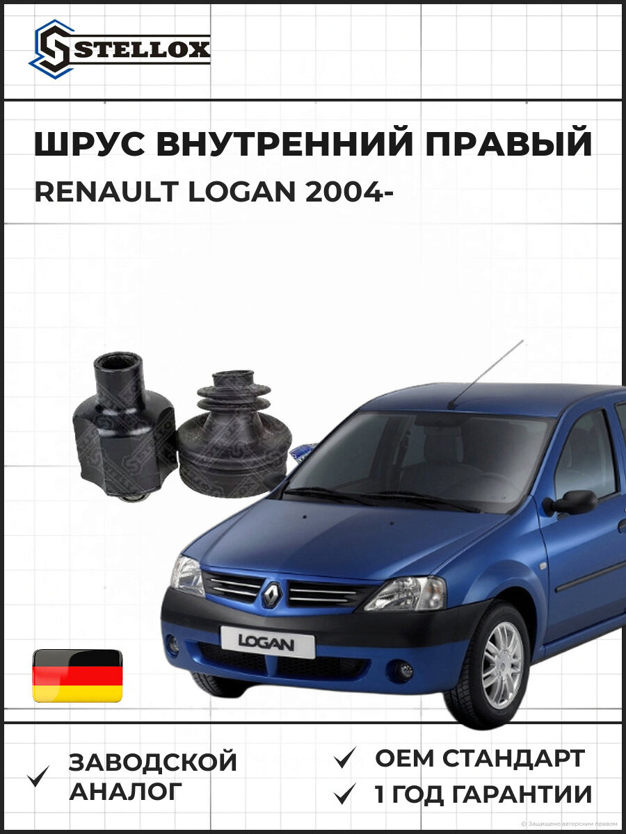 ШРУС внутренний правый Stellox 1601226SX Рено Логан Renault Logan 2004