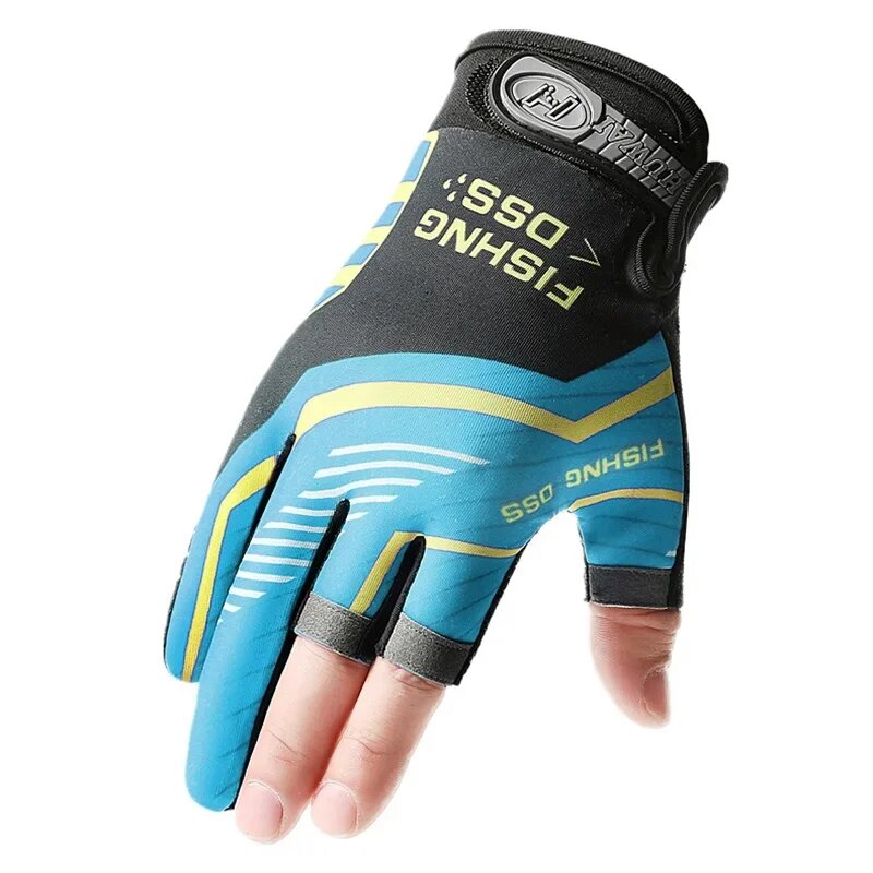 Мужские летние вязаные перчатки HKXY GLOVES из акрила для рыбалки и велоспорта Синий, blue