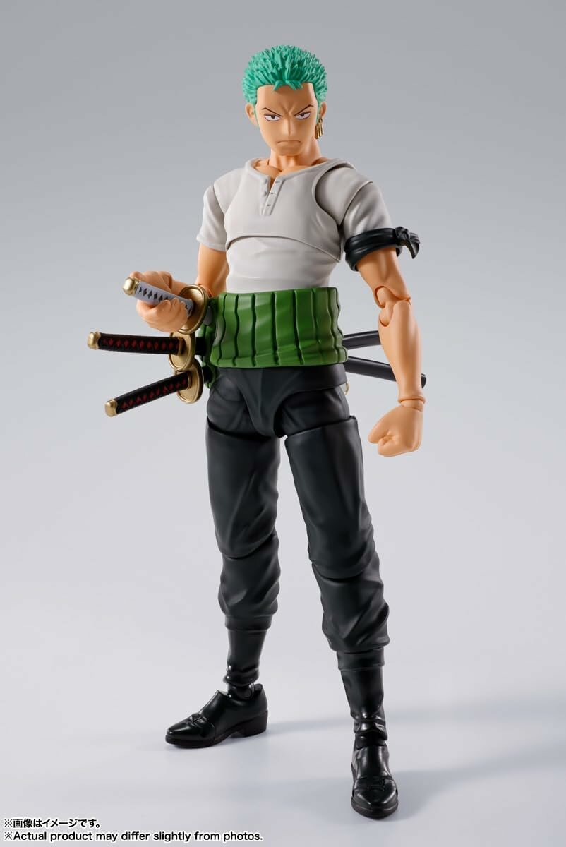 Roronoa Zoro Romance Dawn S.H.Figuarts One Piece, 15 см, катаны, сменные лица/руки