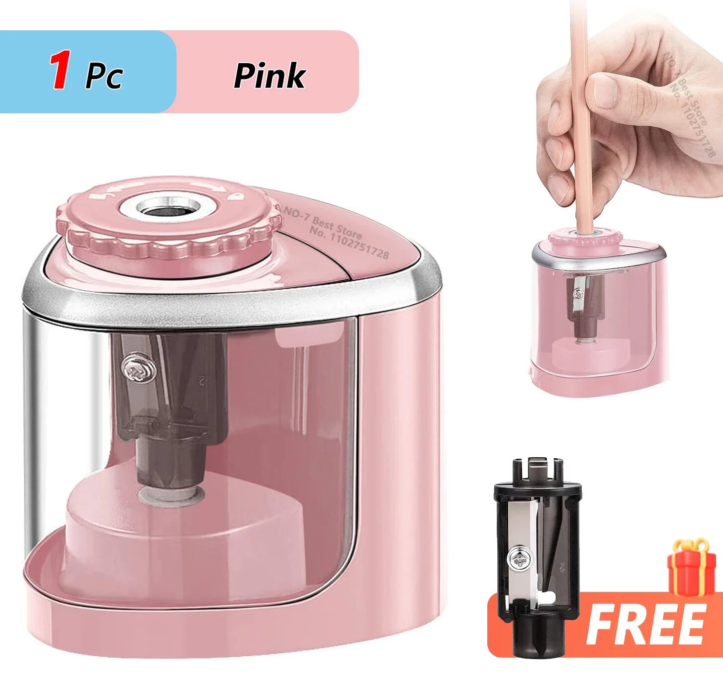 TENWIN Электрическая точилка для карандашей Розовый, 1PC Pink